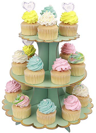 MengH-Shop Cupcake-Ständer, 3 Ebenen, Karton, Halterung für kleine Torten, für Babyparty, Kinder, Party, Geburtstag, Themenparty