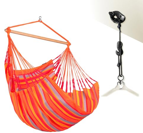 LA Siesta Domingo – Hängematte Komfort für den Winter, Funktionsfaser, kolumbianische Herstellung, große Oberfläche, Stabilisator Bambus, Entspannung im Freien – Tukan, Komfort mit Befestigung