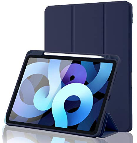 Case for iPad Air 11 Inch 2025 M3/2024 M2/Air 7 6 5 4 Generation (2025/2024/2022/2020) 10.9 Inch with Pencil Holder, Smart Stand Cover, Supports Apple Pencil Charging, Auto Wake/Sleep - Navy Blue