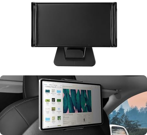 BASENOR Aufgerüsteter Tablet-Halter 2017-2026 Tesla Model Y/3/S/X LR/Plaid, Kopfteiler-Tablet Halterung Ständer Kissen Zubehör