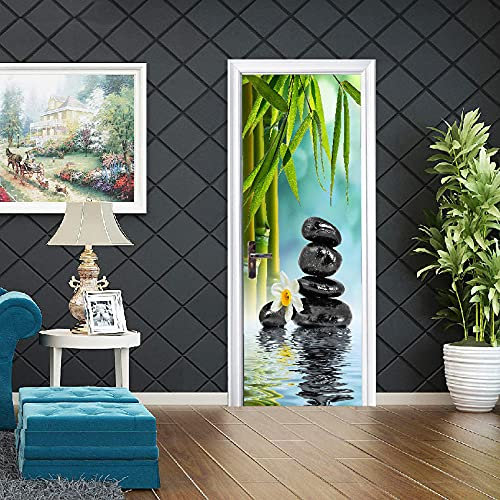 YQLKD Türfolie Poster Basis Steinkerze Blume Selbstklebende Türtapete PVC Home Poster Mural