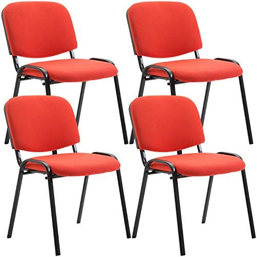 TPFLiving 4er Set Besucherstuhl Keen Konferenzstuhl mit Hochwertiger Polsterung und Kunstlederbezug I Stapelstuhl mit Robustem Metallgestell und Gepolsterter Rückenlehne/Sitzfläche, Farbe: Rot