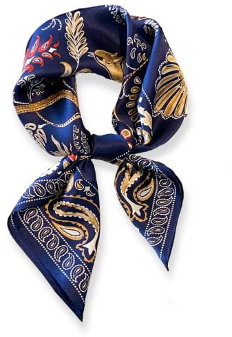 PoeticEHome 100% ren mullbärssilke fyrkantig halsduk 68 cm x 68 cm damhalsduk huvudduk presentförpackad, Y2 – blå tvillingfåglar, 27x27\