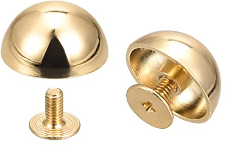 sourcing map 15x7.5mm Rivets Tête Rond Vis Dos Creux Cuir Goujons Doré 8 Ensembles