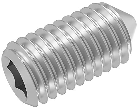 SECCARO Perni filettati con punta M6 x 12 mm, in acciaio inox V2A VA A2, DIN 914/ISO 4027, esagonali, 20 pezzi