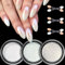 Weiße Perle Chrom Nagelpuder - 3 Schachteln Aurora Ice Schimmer Chrom Pigment Pulver für Nägel Glazed Donut Glitzerpuder Nails Spiegeleffekt-Glitter Nagelkunst für Maniküre