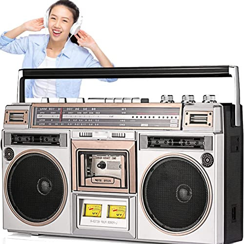 GBHJJ Radio Cassette Vintage Años, Convertidor y Reproductor de Cinta casetes,Convertir Audio Cassette a MP3 Digital, Boombox Reproductor Grabador a Cinta, USB y Tarjeta SD, Conexión Auriculares
