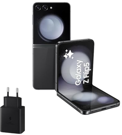 Samsung Galaxy Z Flip5, 512 GB + Cargador 45W - Teléfono Móvil Plegable con IA, Smartphone Android Libre, 8GB de RAM, Diseño Plegable, Gris (Versión Española)