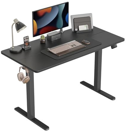 CubiCubi Schreibtisch Höhenverstellbar Elektrisch, 100 x 60 cm Stehpult T-Beine aus Stahl mit Funktions-Memory-Steuerung, Anti-kollisions System, Schwarz Rahmen/Schwarz Tischplatte