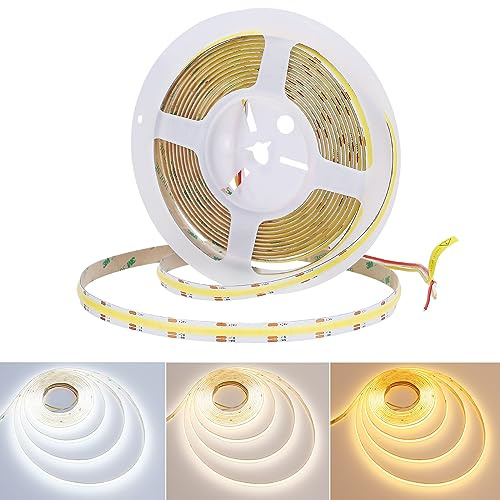 JOYLIT PRO+ CCT COB LED Streifen 24V 5M 640LEDs/M 10000LM Hell CRI 92+ | 90W Dimmbar 2700K-6000K Tunable White Light Strip, Selbstklebend Abstimmbares Weiß LED Lichtband für Gewerbe, Wohnen