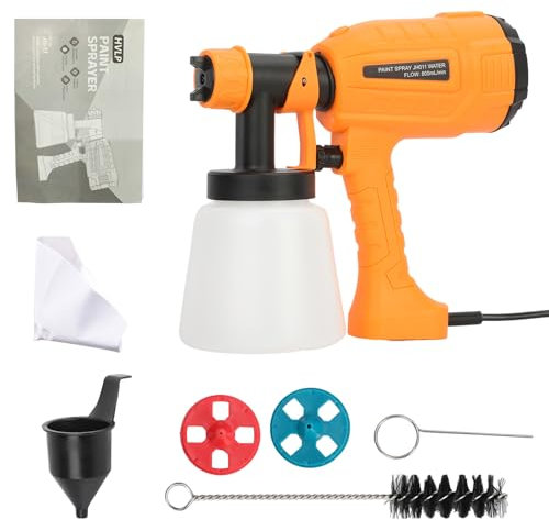 Paint Sprayer for Fence,700w Spraypaint Gun with 2 Nozzles,3 Spraying Patterns and 800ml Paint Container,Emulsion Electric Spray Gun with 1.6M Corded for Indoor Walls Ceilings Decking and Garden.