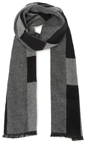 Miss Lulu Gifts for Men Scarf Winter Warm Soft Fashion Business Plaid Scarves Christmas Presents for Men (Black)