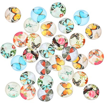 UKCOCO Selbstgemacht Cabochon Glas Patch 10mm Transparent Schmetterling Kühlschrank Patch Zubehör 100 Stück Für Basteln Schmuckgestaltung