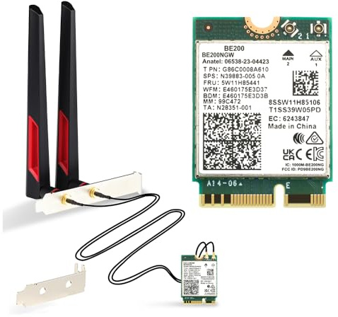 New BE200 Bluetooth 5.4 Wi-Fi 7 Card BE200NGW 2.4/5/ 6 GHz 5.8 Gbps Wrieless Adapter for Windows 11 Desktop PC with Antennas
