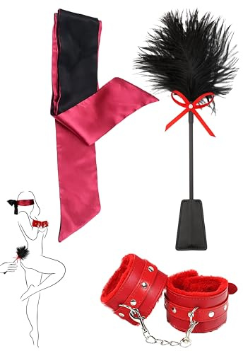 VFOX Spanking Feather Tickler Sex Whip BDSM Fluffy Handcuffs Role Play Bondage Blindfold Mask Restraint Sex Kit