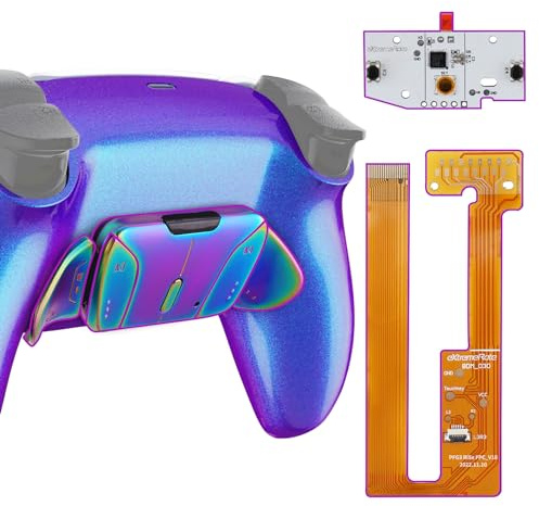 eXtremeRate Programmierbar RISE4 Remap Kit für ps5 Controller BDM-030/040,Real Metal Buttons(RMB) Remap Board&Rückplate Gehäuse/Case&Meall Back Paddles Rücktasten für ps5-Lila Blau&Aura Blau Lila | Schutzhülle mit 4 Metall-Paletten für PS5-Controller, Metallpalette (RMB), Metall, Blau, Grün, Violett