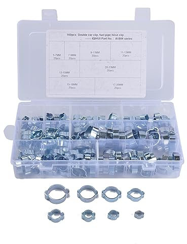 SEWOART 160pcs 8 Spezifikationen Dual Ohren Carbon Montage Schellen Für Luft Schlauch Klemme