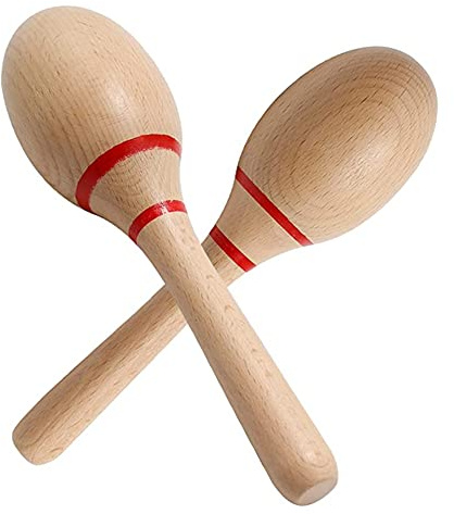 Evliery 8Inch Hand Percussion Rattles Beech Wood Rumba Shakers Maracas Musical Instruments Latin Musical Instrument for Games Party Favors