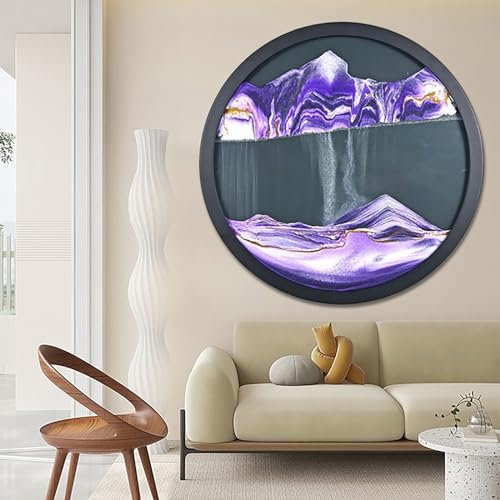 STMKB Sand Art Liquid Motion, 24 Pouces Fixé Au Mur avec Rotation À 360 °, Sablier Créatif pour L'artisanat du Verre, Cadre en Bois Massif, Décoration Murale Relaxante