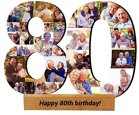 Jumping Birthstone Personalizzato 1-99 Numero 80Th Anniversary Photo Collage Frame, Personalizzato Numero Collage Frame Regalo Per 50Th 60Th 70Th 80Th Birthday