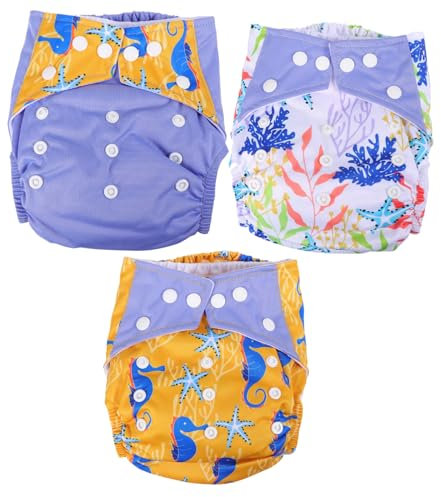 VICASKY 3stücke Stoffwindeln Mit Digitaldruck Waschbare Unisex-stoffwindeln Aus Hochwertigem Material Wasserdichte Verstellbare Für Jungen Und Mädchen