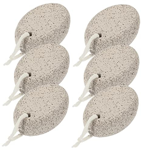 PLAFOPE 6 Stück Bimsstein für Fußpflege Hornhautentferner aus Lavastein Waschbar und Wiederverwendbar 9,5x6,5x3,5cm