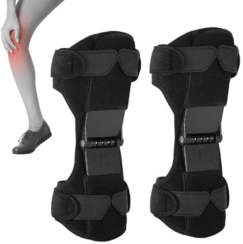 GXLDIANPU 2 Stück Knieschoner Zur Gelenkunterstützung, Knie-Power-Booster, 4 Federn, Unterstützt 50 Kg, Atmungsaktives Netz, Rutschfester Stoff, Für Beinschutz-Krafttraining