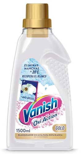 Vanish Oxi Action Gold Quitamanchas y blanqueador para ropa blanca, Sin lejía, Aroma Rosa, En gel, 1500 ml