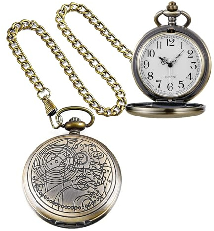 Tiong Nostalgia Retro Quartz Pocket Watch with Chain Gifts for Womens Mens