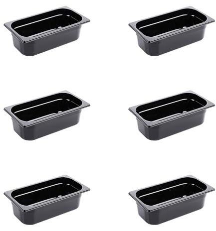 AcMax 6 Stück GN 1/3 Gastronormbehälter GN Behälter 4 Liter Tiefe 100 mm Kunststoff schwarz