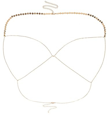 LIFKOME Chaîne Corporelle pour Femmes, Bijoux de Buste en Cuivre et Fer, Légère et Facile à Porter, Style Fait Main, pour Plage et Bar