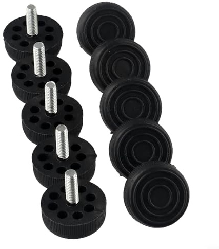 Bulevisiter Lot de 10 pieds de meubles réglables M6/M8/M10 - Base en plastique, patins anti-rayures, réduction du bruit - Tables, chaises, tabourets
