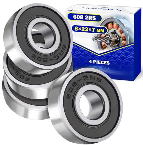 4 Pièces Roulement a Bille 608 2RS pour le Moteur avec Taille 8x22x7 mm - MONTERAL