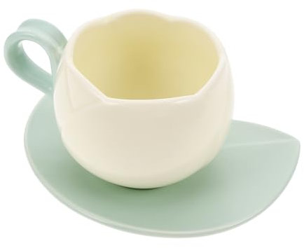 Mobestech Tazza Forma e Piattino in Set Da Tè Con Tazzina Da Tazza Tè Forma Fiore in Porcellana Carina