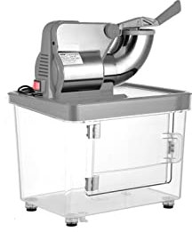 Máquina eléctrica de cono de nieve, trituradora de hielo, trituradora, licuadora de vidrio, mezcladora, picadora, acero inoxidable, enfriador comercial(Silver)