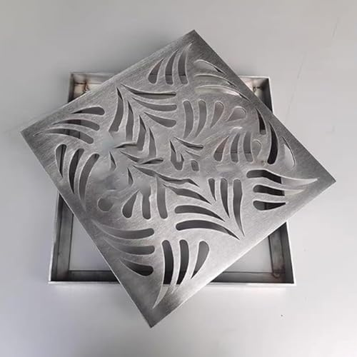 Grondaia decorativa quadrata in acciaio inox 304, scarico a pavimento, scarico fognario da giardino, griglia decorativa quadrata per l'acqua piovana, griglia per pluviale esterna, copertura decorativa