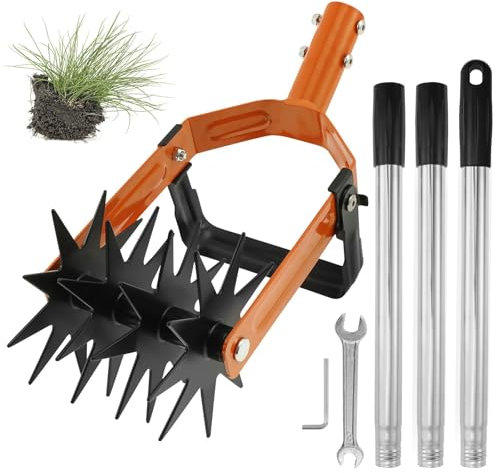 Outil de Cultivateur Rotatif 丨 Motoculteur Manuel Réglable avec Manche en Acier Inoxydable 丨 Désherbeur Et Émietteur de Jardin 2 en 1