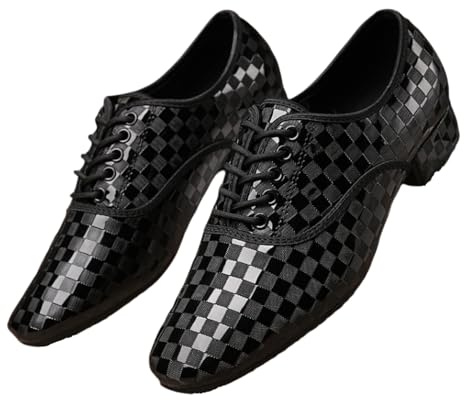 Leichtrit Scarpe Ballo Uomo,Scarpe da Ballo Uomo Standard,Scarpe Ballo Latino Uomo Stringate Tango,Scarpe da Ballo Uomo Salsa E Bachata,Comfort,Tacco Basso,Stringate,Nero,per Salsa