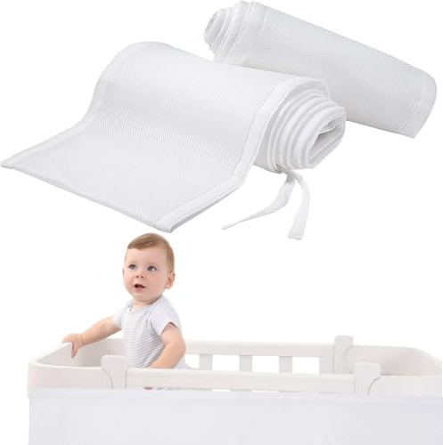 Bettumrandung Babybett,Bettumrandung Nestchen,Verstellbarer Baby Netzbettgitter,Babybett LeitplankeKinderbetten Kantenschutz Baby,Kopfumrandung