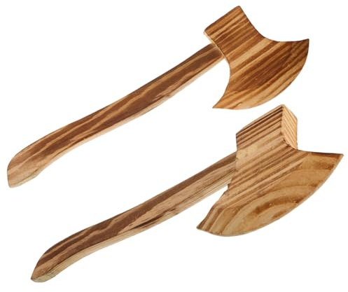 HAMPPLIES 2 Pièces Hache Bois Halloween Lot de Jouets Bois Accessoires Cosplay Garçon Fille Décoration Survie Sécurisée pour Fille Garçon
