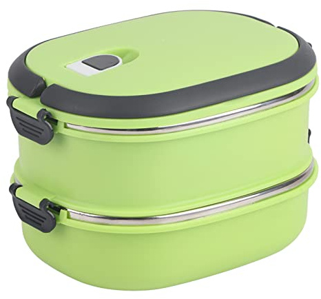 Tomotato, de acero inoxidable térmica portátil, recipiente hermético para comida con doble cierre seguro, diseño con orificio de aireación, fácil limpieza para picnic al (2 niveles)