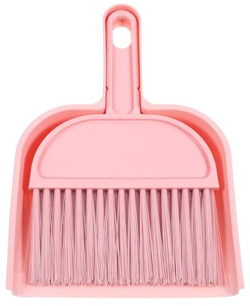 Pink Small Broom and Dustpan Set, Mini Dustpan and Brush Set, Small Hand Broom and Dust Pan Sets for Home Sofas Kitchen Countertops Storage Shelves Office Desks Bathrooms and Pet Areas