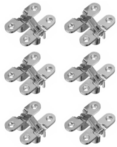 GEFONG 180 Grados Mini Bisagra Ocultas 45,5x12,5 mm para Puerta de Armario Conexión del Panel Caja Madera Pequeña Bisagras de Aleación Zinc para Puertas Plegables Plata 6 Piezas