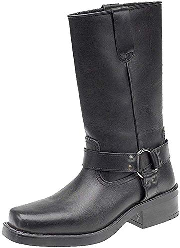 Gringos Mens Western and Cult Fashion HIGH Harley - Black Leather, Mens UK 8/EU 42