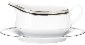 Noritake Austin Platinum Gravy Boat with Saucer (2 Piece Set), 13 oz.