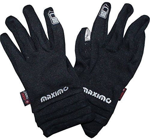 maximo Mädchen Handschuhe Fingerhandschuh mit Print maximo, Handfläche innen beschichtet, Einfarbig, Gr. 7, Schwarz (schwarz 46)
