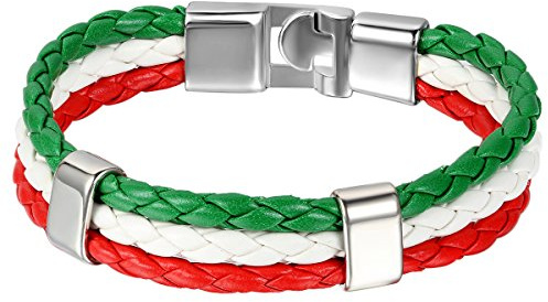 JewelryWe Smycken läderarmband, fotboll världsmästerskap VM & EM land flagga armband, läderlegering, armband för män kvinnor, 10 motiv