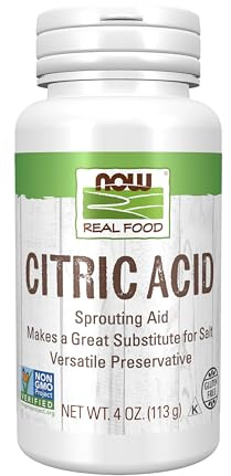 NOW Foods, Citric Acid, Sprouting Aid, Great Substitute for Salt, Preservative Found in Citrus Fruits, 4-Ounces