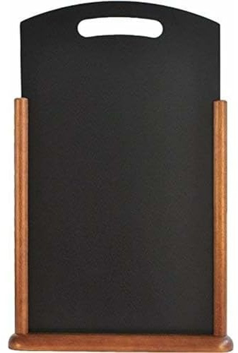 SECURIT - Tableau de Table - Ardoise Porte-Menu Double-Face Avec Poignée - Finition Bois de Hêtre Laqué - Pour Café, Bar, Restaurant - 54 x 35 cm - Coloris Marron