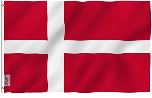 Anley Fly Breeze Drapeau Danemark 0,9x1,5 m – Couleurs Vives et résistant aux UV – en-tête en Toile et Double Couture – Drapeaux nationaux Danois en Polyester avec œillets en Laiton 0,9x1,5 m